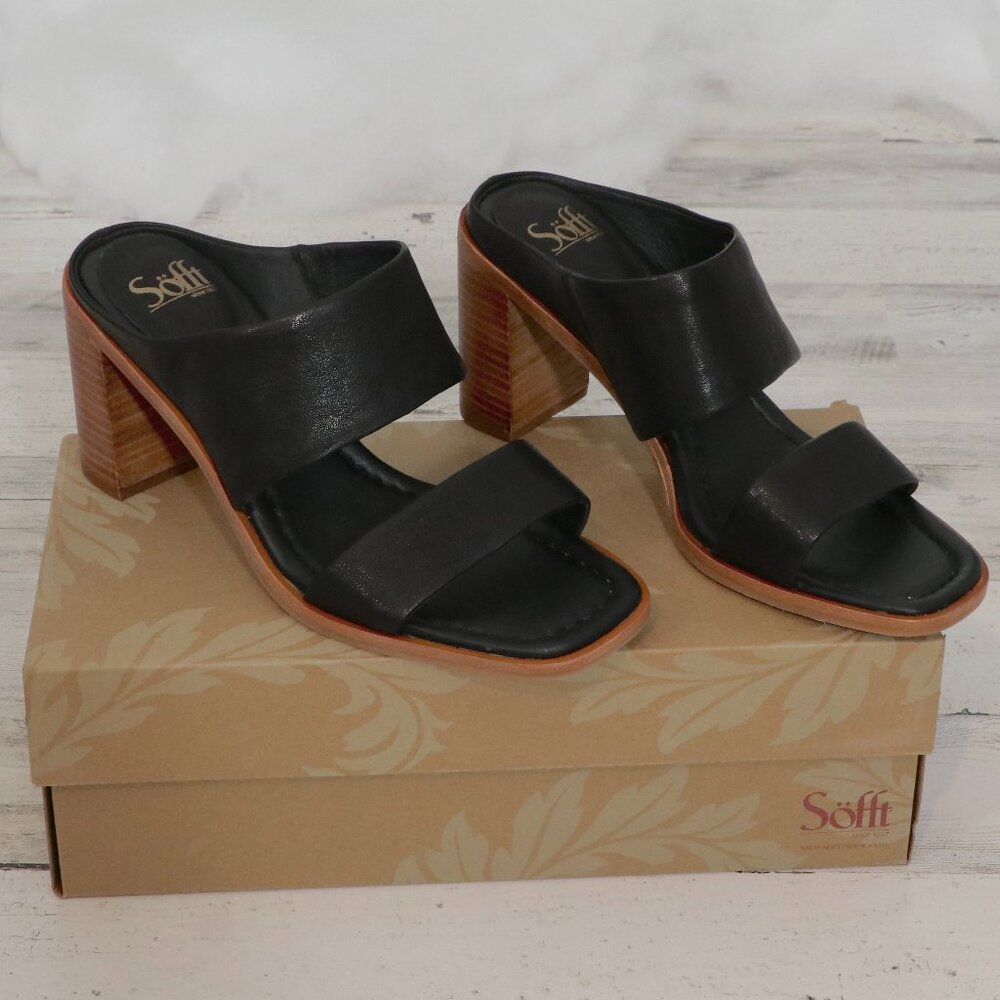 Söfft Sheila Black Leather Sandal 9.5